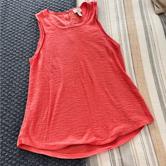 LOFT Vibrant Coral Tank Top size Medium button back detail - Picture 1 of 7